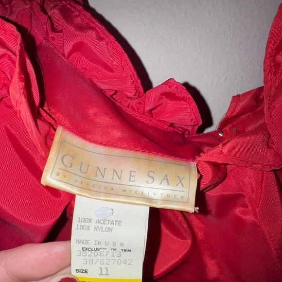 Vintage Gunne Sax Red Ruffle Dress Cottagecore Renaissance Gown - Picture 11 of 15